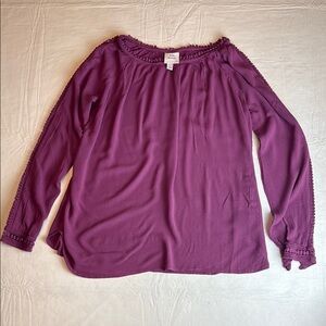 Knox Rose Women's Purple Crewneck Long Sleeve Blouse Size L